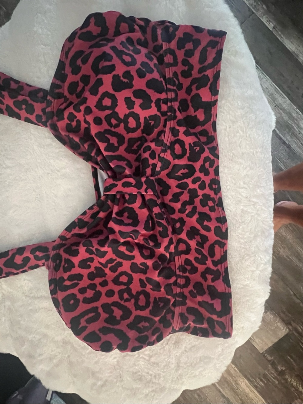Women Leopard Print Pink Stretch swim top